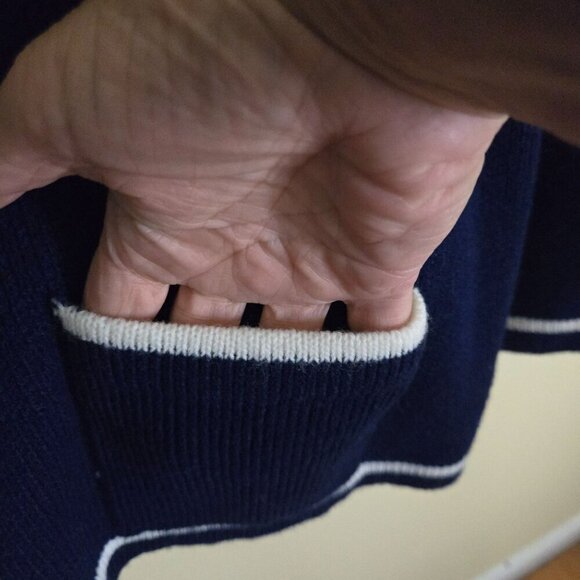 Banff Vintage Sweater Bee Classic Navy Sweater Blazer Gold Buttons Size 42 - Picture 4 of 6